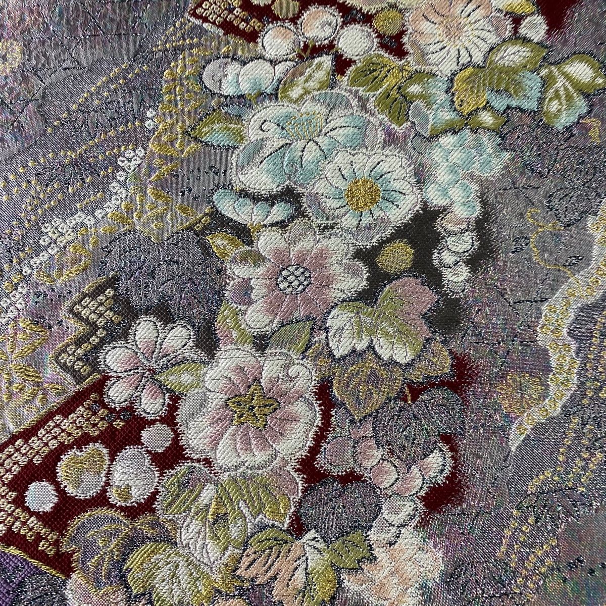 袋帯 美品 秀品 やまと 辻が花柄 葡萄 金銀糸 本金箔 薄紫 六通