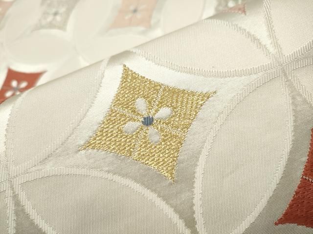 平和屋着物○九寸名古屋帯 唐織 七宝花文 金銀糸 三越扱い 正絹 逸品