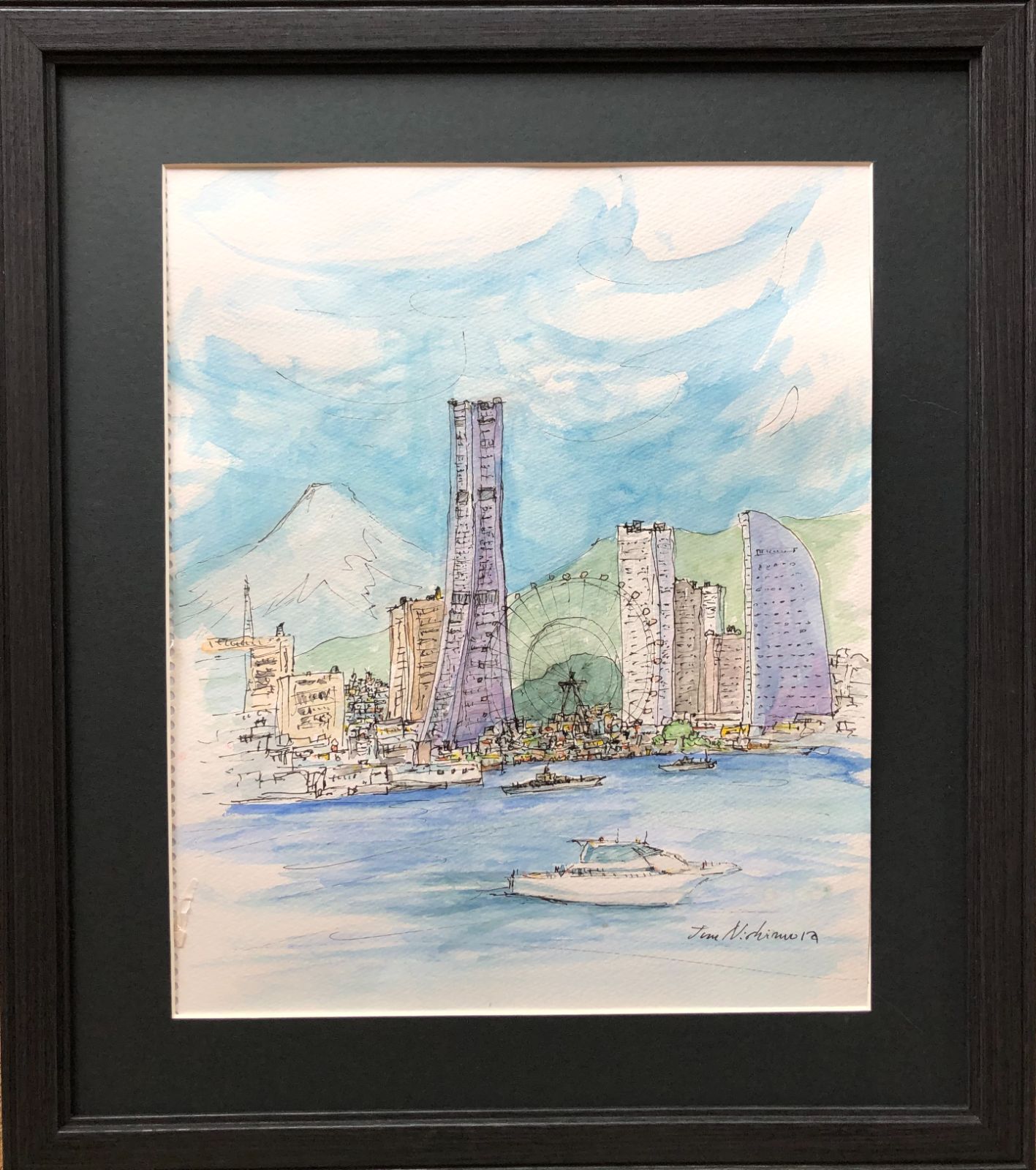 日本未入荷 新品 未使用 横浜のみなとみらいを描いたスケッチ画 絵画 タペストリ Restaurantedarius Com Co Restaurantedarius Com Co