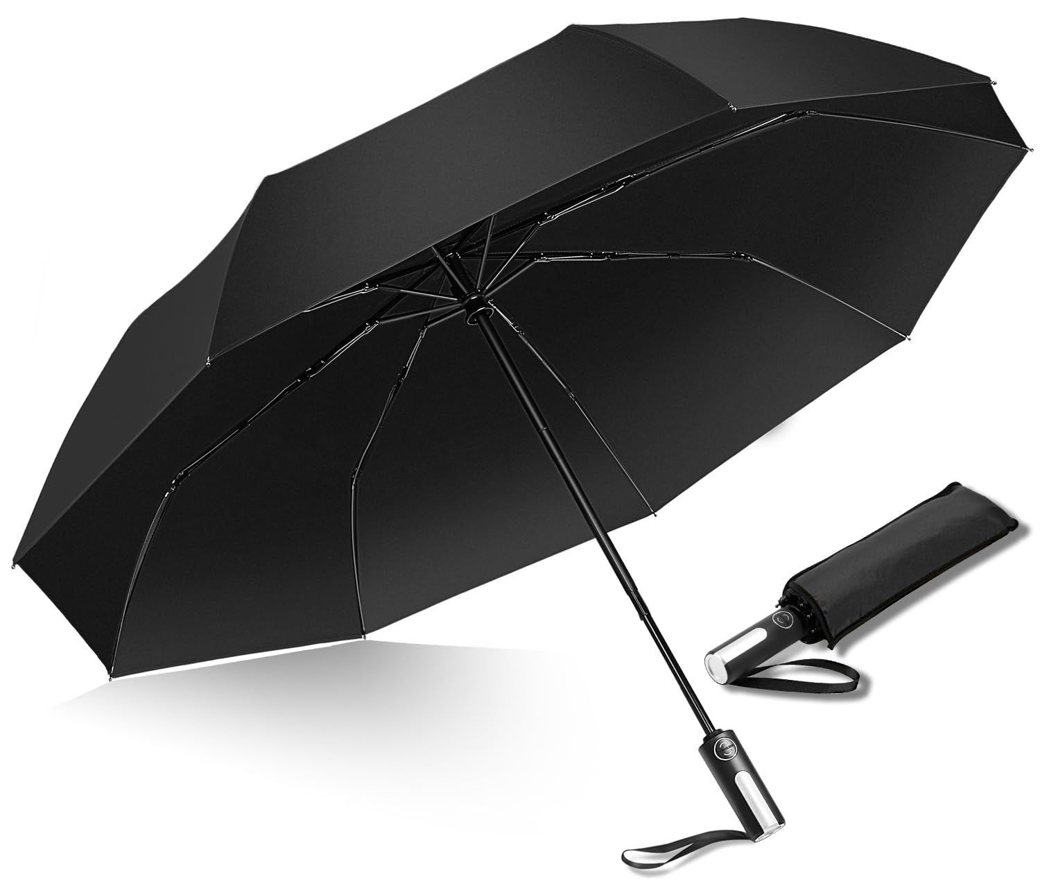 【新着商品】男女兼用 レディース 収納ポーチ付き メンズ メンズ 傘 梅雨対策 遮光・遮熱 おりたたみ傘 UVカット 高強度グラスファイバー 晴雨兼用 耐風撥水 大きい 8本骨【親骨58cm/直径103cm/
