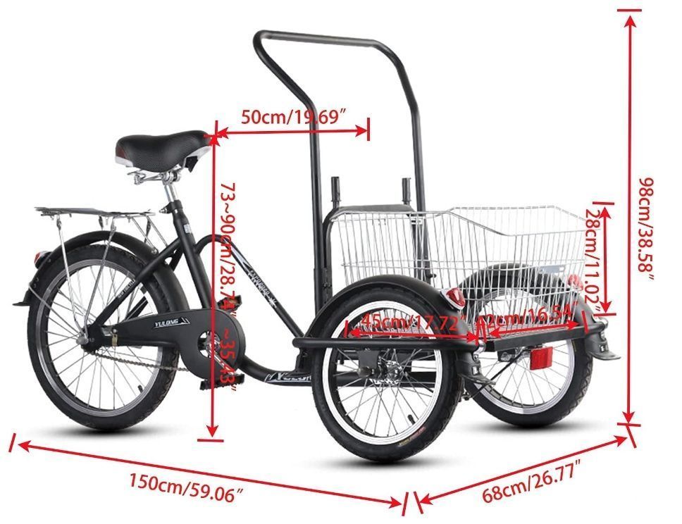 高品質☆高齢の三輪車、大人用、3輪自転車、快適な自転車、調節可能