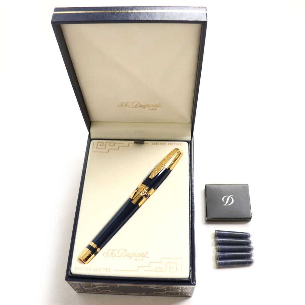 【美品】S.T. Dupont デュポン　万年筆 k18 箱付き 極美品▽デュポン ヌエボムンド スピネル ペン先K18 世界1000個限定
