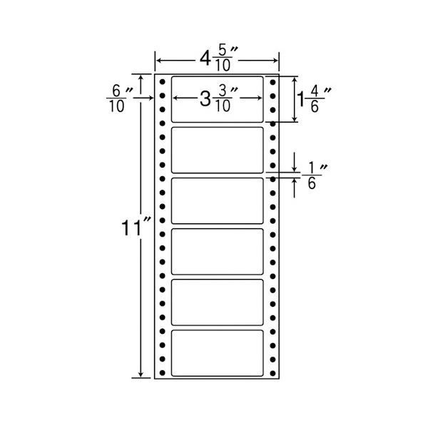 東洋印刷ナナフォーム 連続ラベル Mタイプ 4_5 10×11インチ 6面 84×42mm MM4K1箱 1000折 500折×2冊