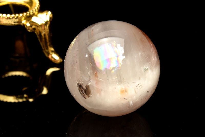 1点物】千層 ガーデンクォーツ庭園水晶 24mm 丸玉(台座付き) スフィア 