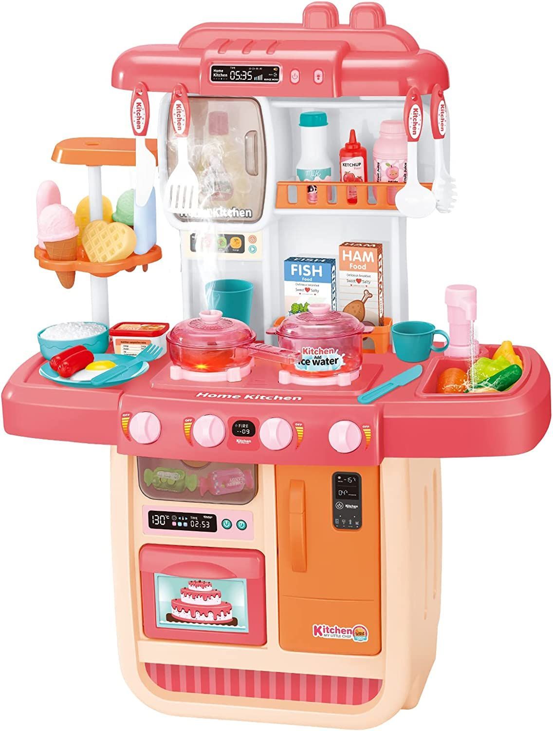 【68%OFF!】 おままごとセット おままごとキッチン おもちゃ 誕生日 ごっこ遊び プレゼント セット 調味料 水遊び クリスマス 果物 食器洗い 37点セット 知育玩具 循環出水 温度で色が変わる 入園祝い 人気