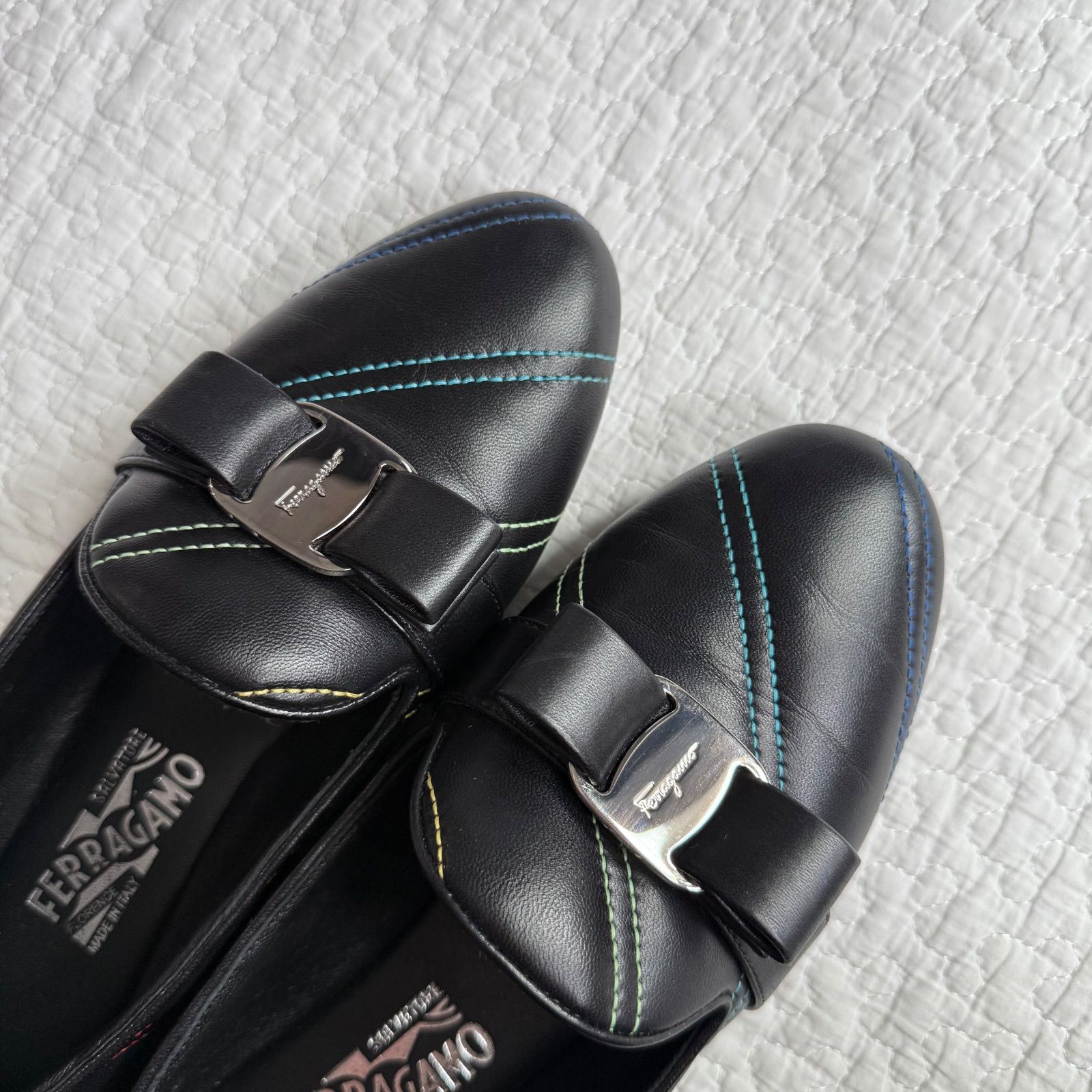 ✨極美品✨ サラヴァトーレ フェラガモ ローファー ヴァラ シボ革 ブラック 美品 SalvatoreFerragamo サルヴァトーレフェラガモ ヴァラ