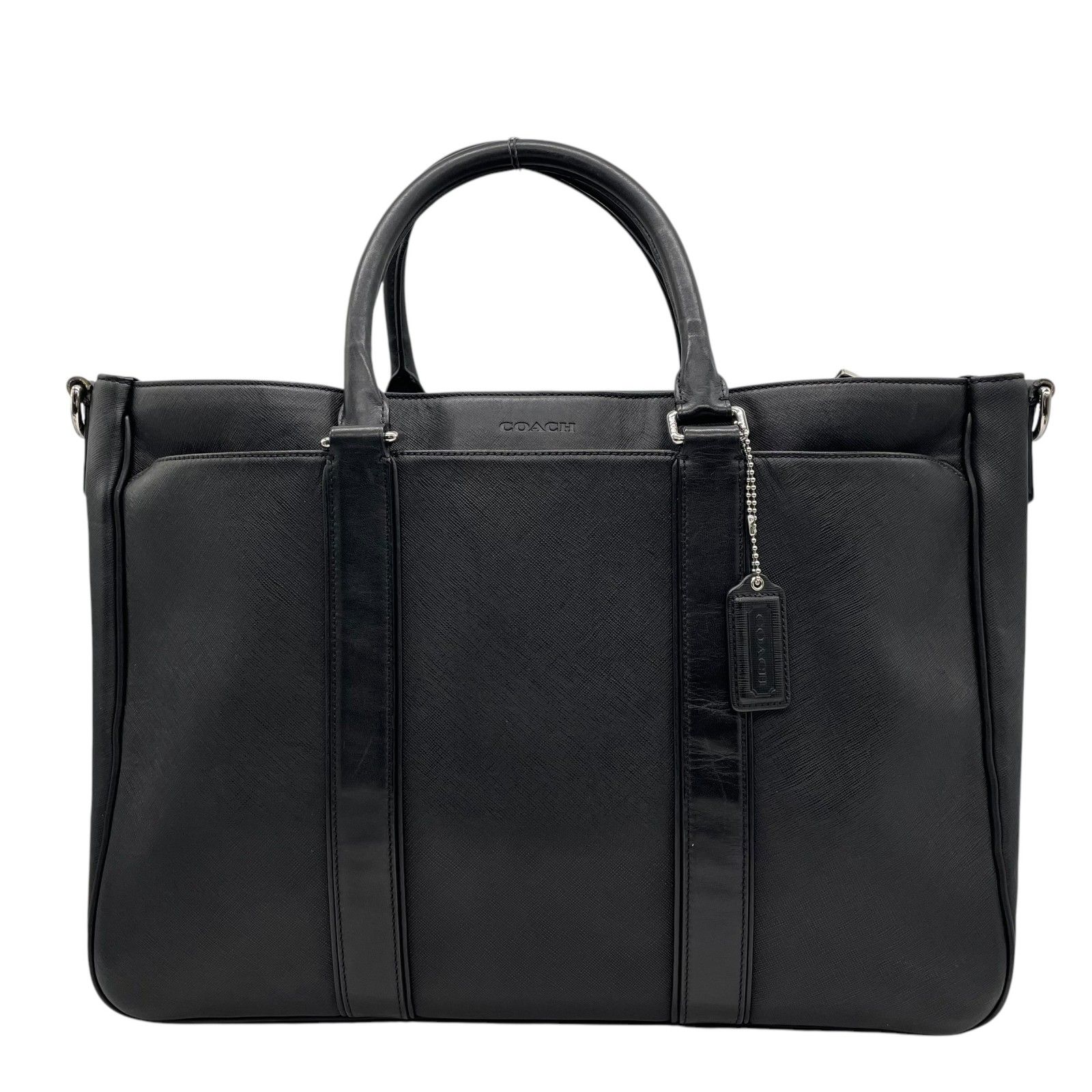 【美品】COACH コーチ ビジネスバッグ 71681 レザー A4収納可 良品♥コーチ ビジネスバッグ ブリーフケース A4収納可 内側総柄 レザー 黒