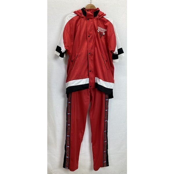 Champion ジャージ セットアップ 上下セット 半袖 フード プリント CHICAGO BULLS NBA スポーツ アメカジ 古着