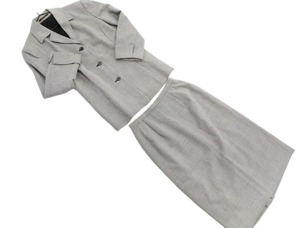 BURBERRY バーバリー ウール 千鳥柄 セットアップ ジャケット スカート スーツ size38 白ｘ黒 ◎レディース