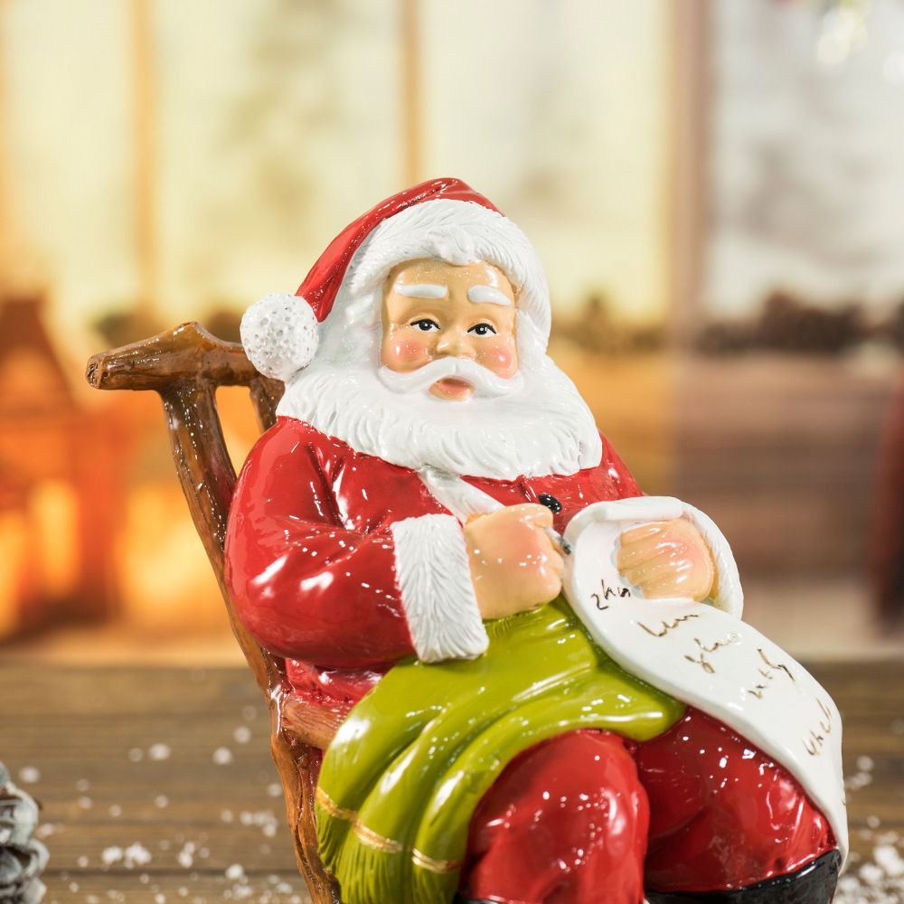 クリスマスオブジェ 置物 サンタクロース 椅子に座っているサンタさん