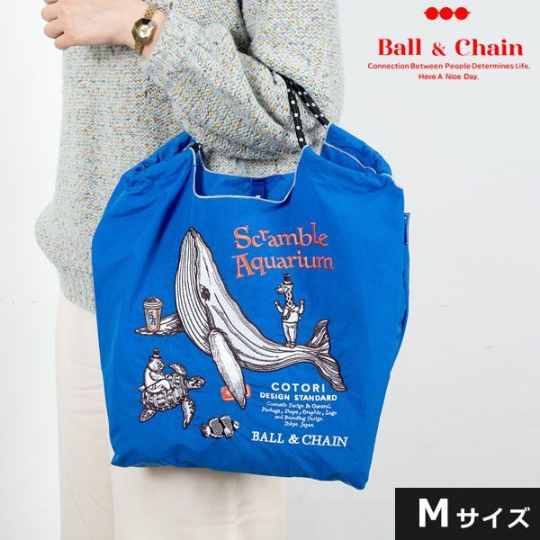 【送料無料】【即納】 Ball＆Chain ボールアンドチェーン 正規品 Episode.03 SCRAMBLE Mサイズ クジラ バッグ ショッピングバッグ エコバッグ トートバッグ ショルダー 刺繍 ギフト A4 321003