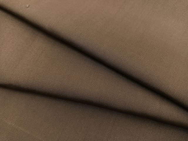 平和屋着物＃道行コート 単衣 ロング丈 色無地 お召地 媚茶色 正絹 逸品 BAAT8974gt