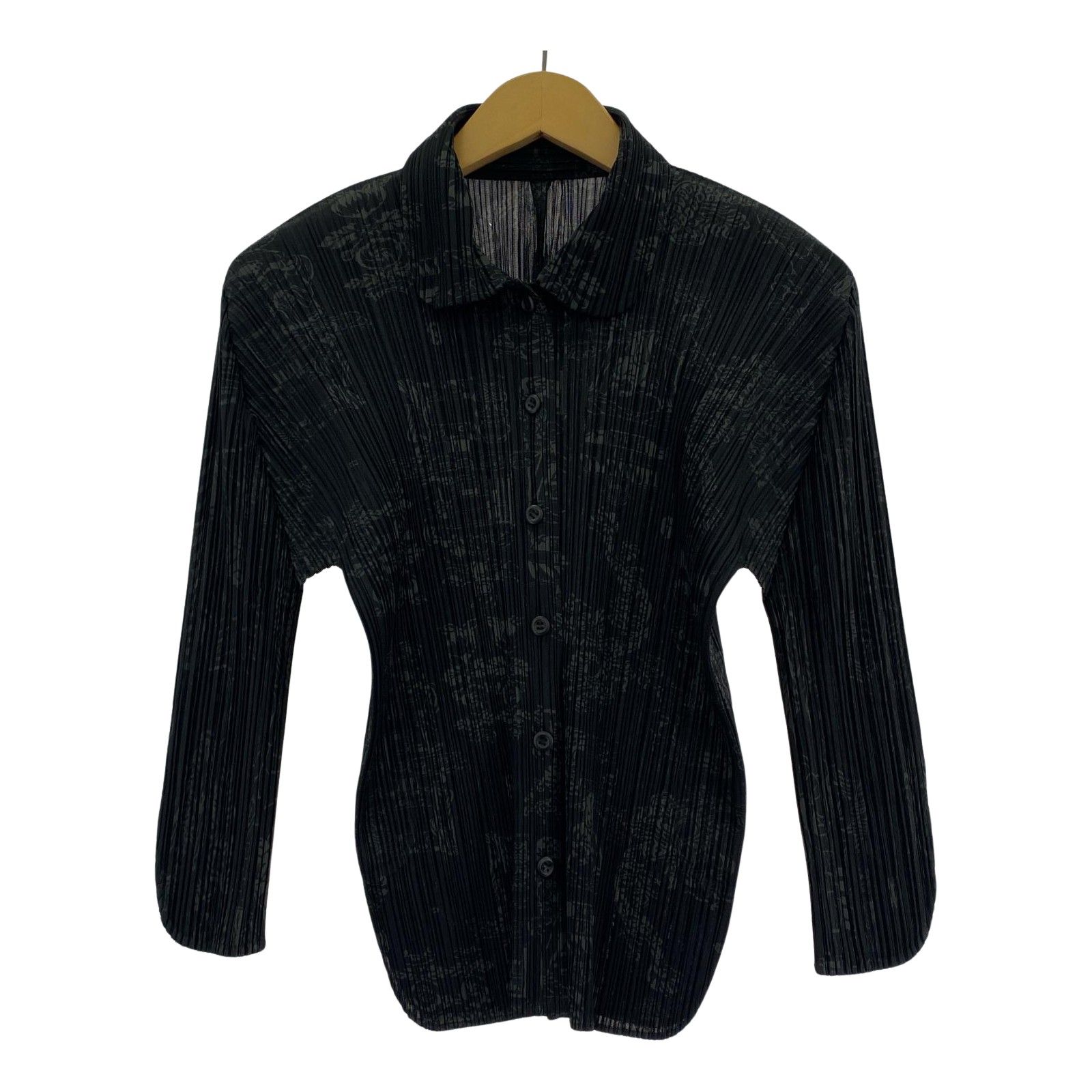 PLEATS PLEASE ISSEY MIYAKE◆長袖ブラウス/3/ポリエステル/GRY/PP03-FK353 PLEATS PLEASE ISSEY MIYAKE - PLEATS PLEASE(プリーツプリーズ