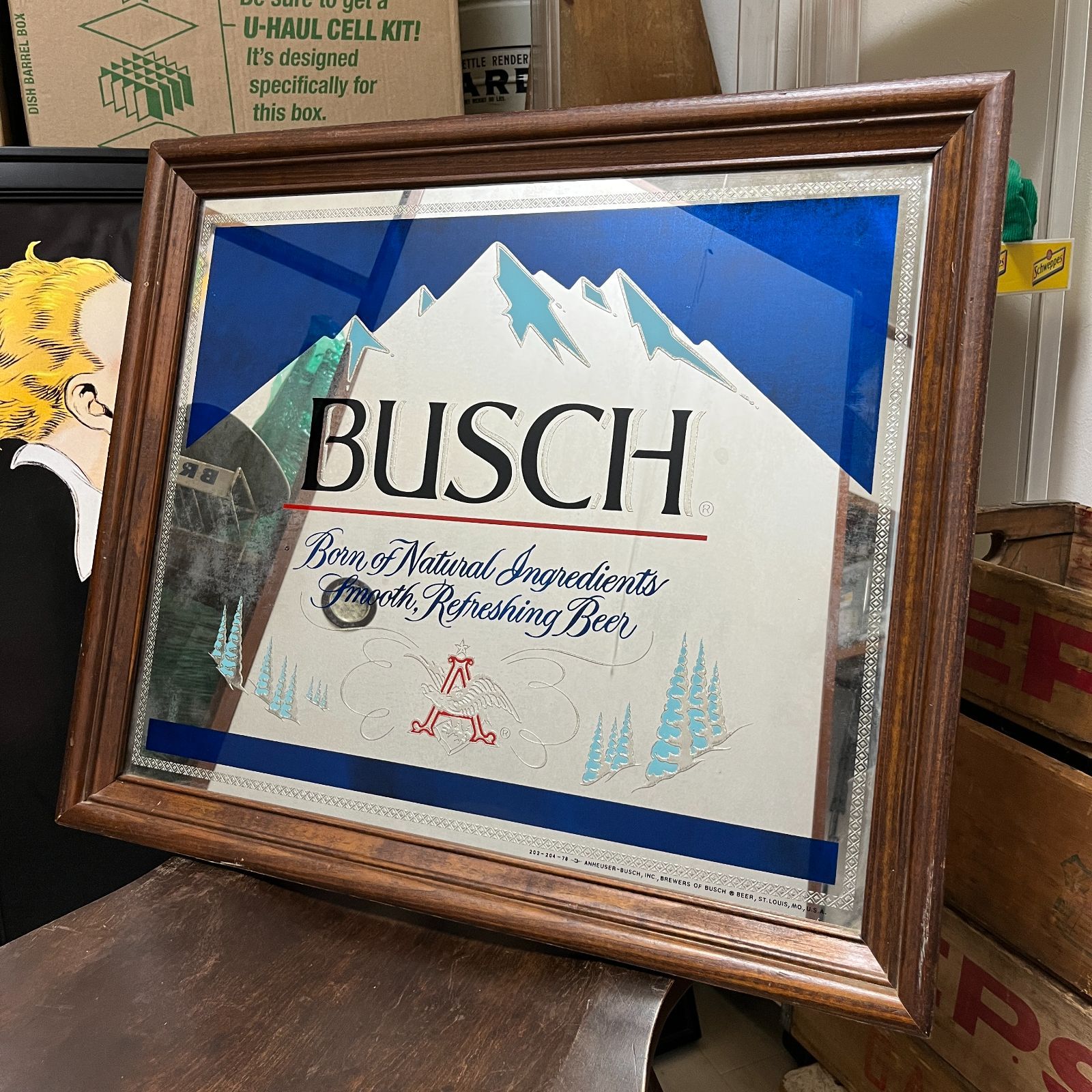 パブミラー】大サイズ BUSCH BEER (ブッシュ) ビンテージバーミラー