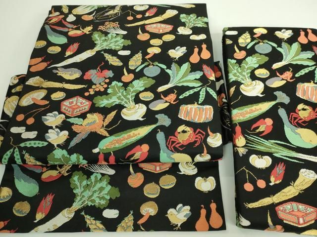 平和屋着物 上 つけ帯 成り物 黒地 金糸 DZAA9345kh5