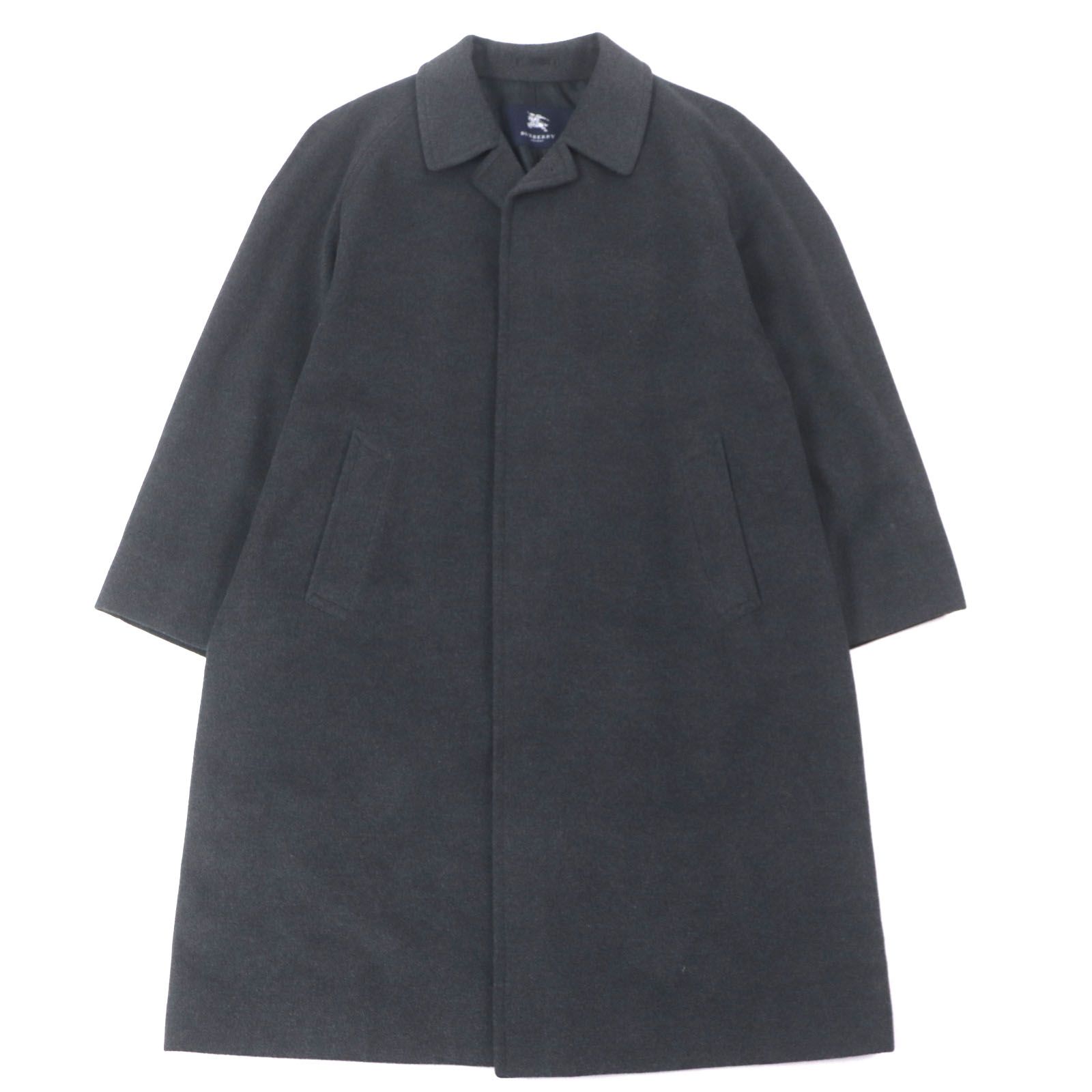 BURBERRY LONDON バーバリーロンドン カシミヤ アンゴラ 比翼仕立て 裏地チェック柄 ステン コート ダークグレー 96-180-7 XLサイズ相当 イタリア製 メンズ