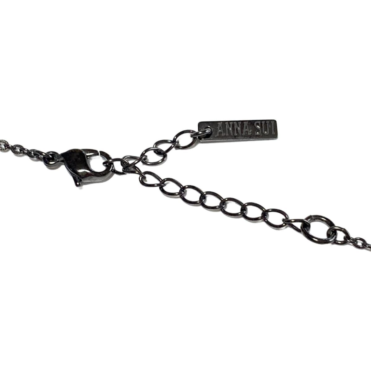 ANNA SUI アナスイ ネックレス - ダークグレー×ピンク×マルチ イニシャル M フラワー 花 NICORILABO_COM