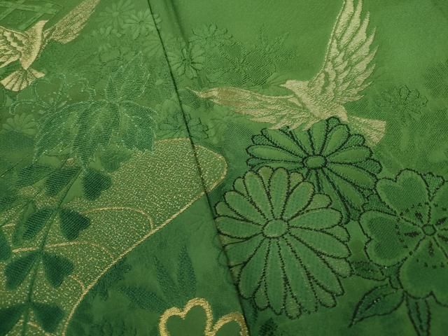 平和屋着物○染色作家 斉藤三才 振袖 寿光織 三歳鳥 暈し染め 金銀糸