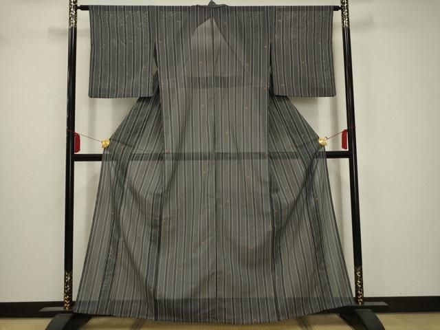 平和屋着物＊夏物 小紋 絽 舞蝶間道 黒地 洗える着物 CAAW2998ut