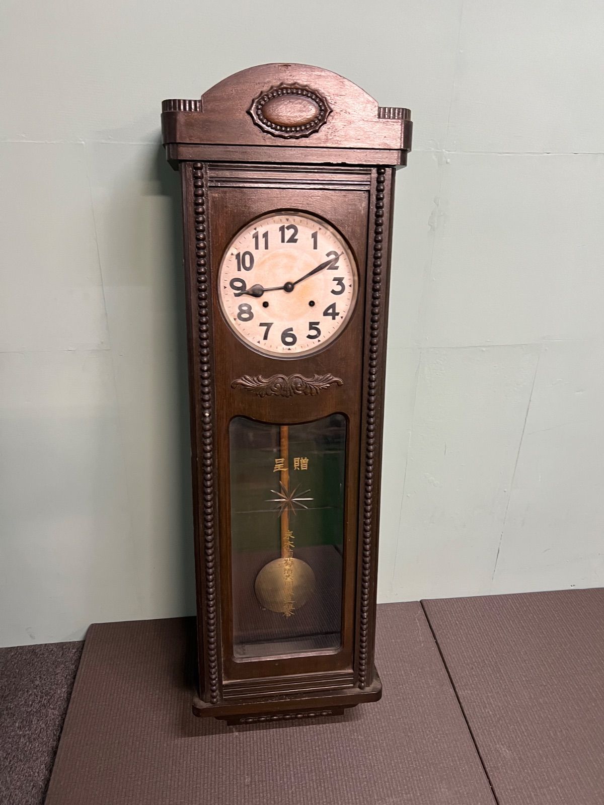 【昭和レトロ】大型ひまわり時計 ゼンマイ式　動作確認 アンティーク　250626 昭和レトロ】大型ひまわり時計 ゼンマイ式 動作確認 アンティーク