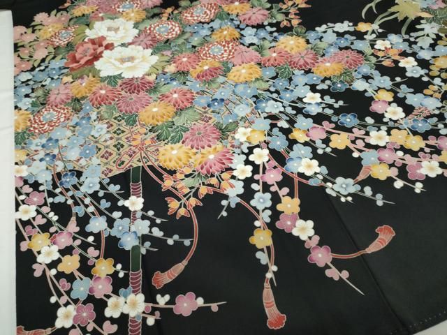 平和屋着物○豪華黒留袖 友禅 作家物 吉祥草花文 正絹 逸品 DAAV4971ud