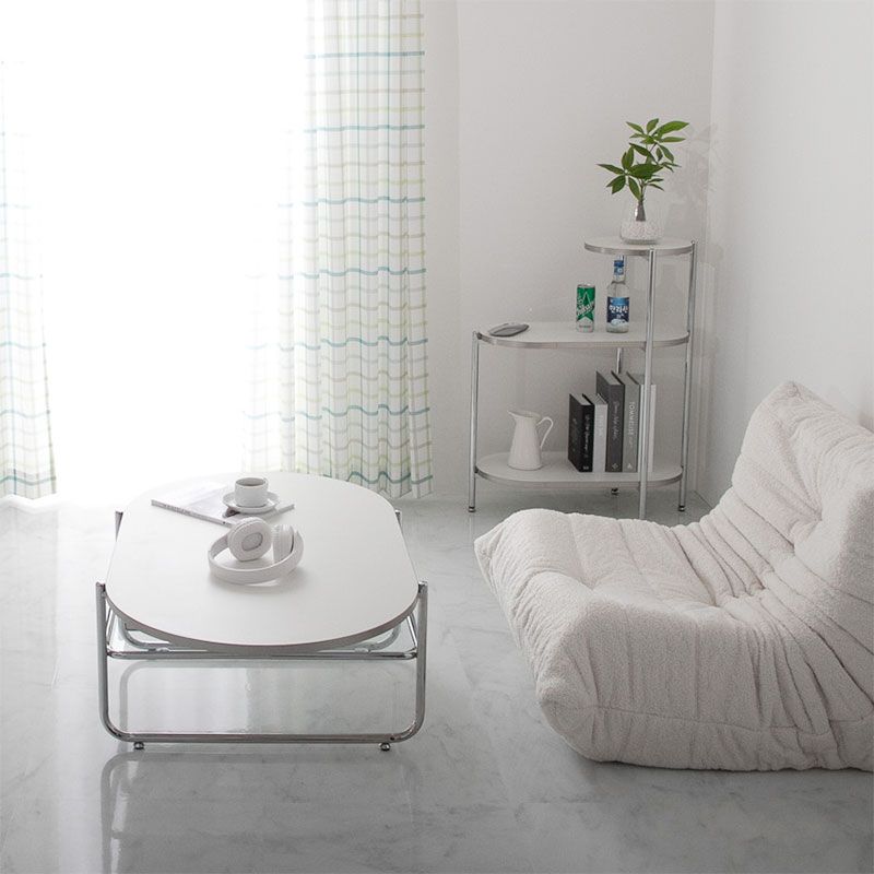 韓国風 ローテーブル おしゃれ テーブル リビングテーブル センターテーブル ホワイト 北欧 省スペース 白 かわいい 楕円形 オーバル オーバル型 一人暮らし 女子部屋 シルバー ホワイト 幅100cm 奥行64cm 高さ35cm