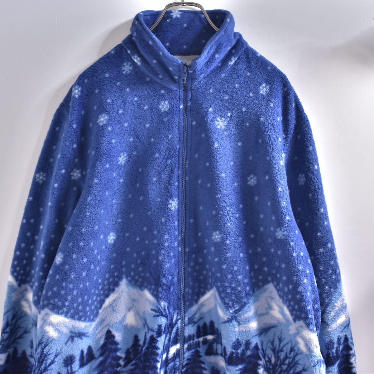 Unisex デザイン 90s Blair ブレイアー 風景柄 ジップアップフリース ジャケット ヴィンテージ ボア ジャンパー ビンテージ メンズL相当