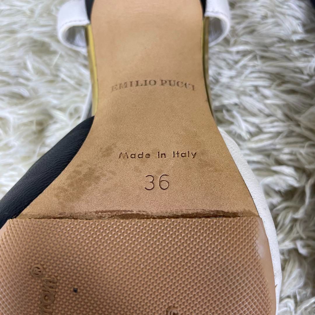 ♥ エミリオプッチ サンダル ミュール レザー 36 ブラック ホワイト WWW_MORNINGWALKER_COM