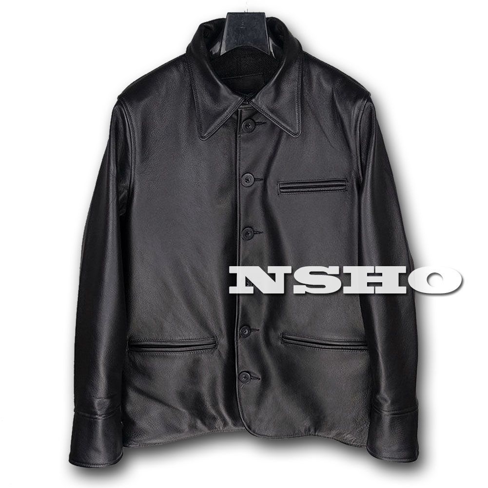 牛革レザー カーコート ブレーキマン 黒 ☆カウハイド 復刻20's ブレーキマンコート レザージャケット