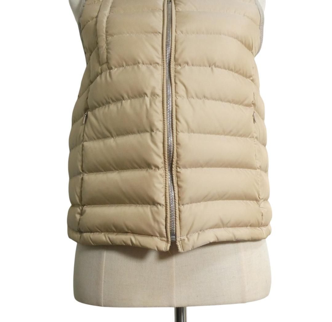 極美品 DOUBLE STANDARD CLOTHING ダブルスタンダードクロージング タフタ ダウンベスト 2WAY フード ストレッチ ベージュ サイズ36 レディース