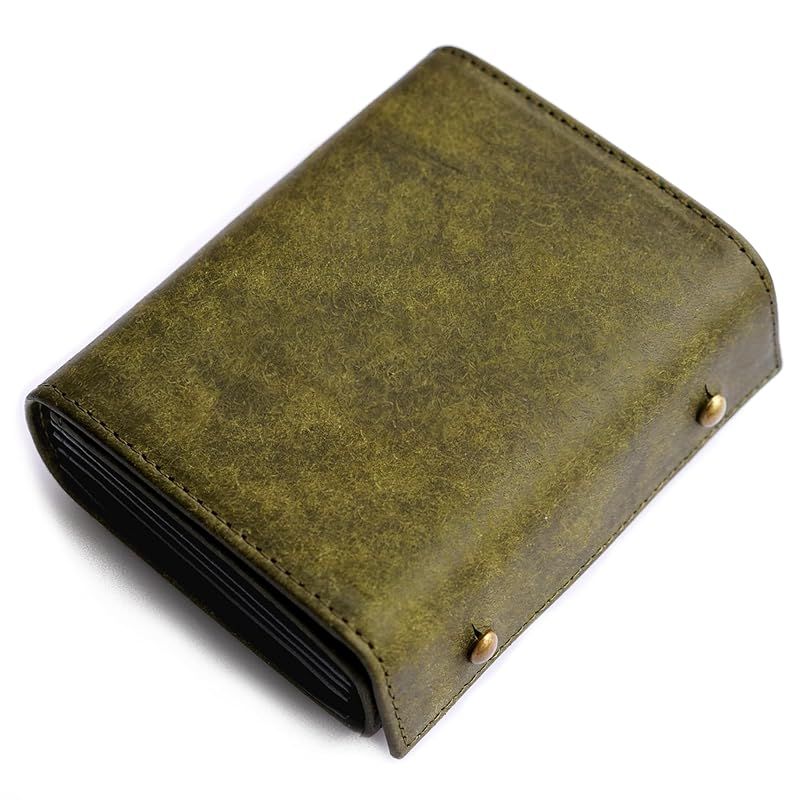 【新品】 [IrideScent] 二つ折り財布 メンズ 2つ折り 箱型の小銭入れ イタリアン レザー プエブロ ミニ財布 コンパクト 小さい財布 二つ折り 箱状です 牛革 大容量 L字 レディース PUEBLO (Green) 0