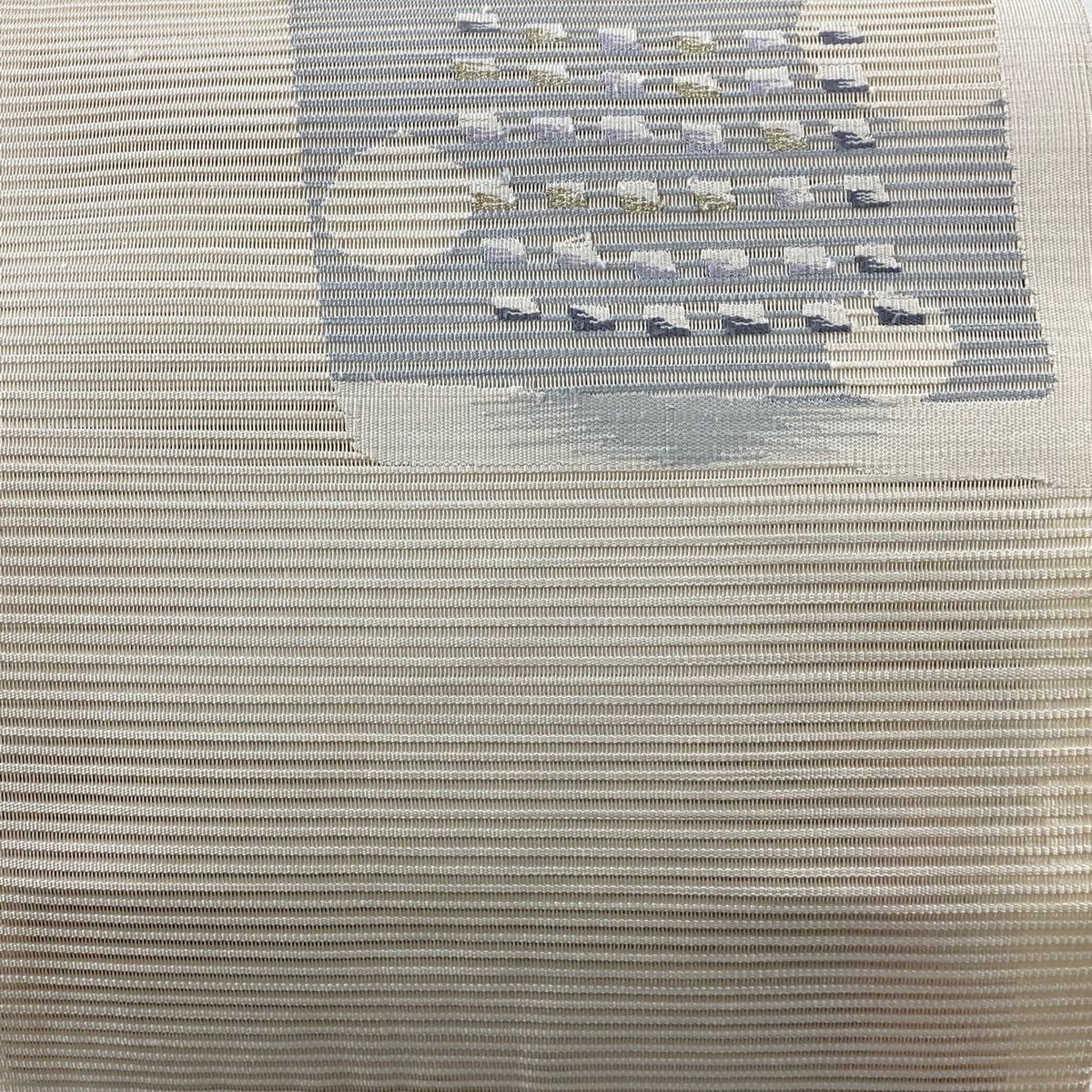 帯1323 ●高級 正絹 夏帯 松葉仕立て 名古屋帯 名古屋帯 秀品 夏帯 八寸名古屋帯 松葉仕立て 幾何学模様 灰色