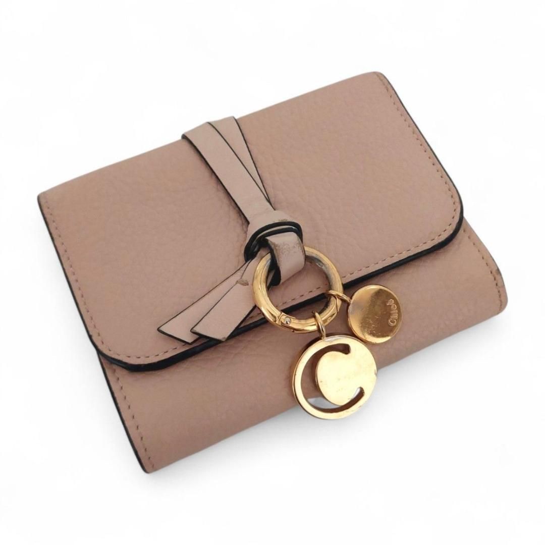 美品✨ クロエ 3つ折り財布 ミニトリフォールド アルファベット ピンク