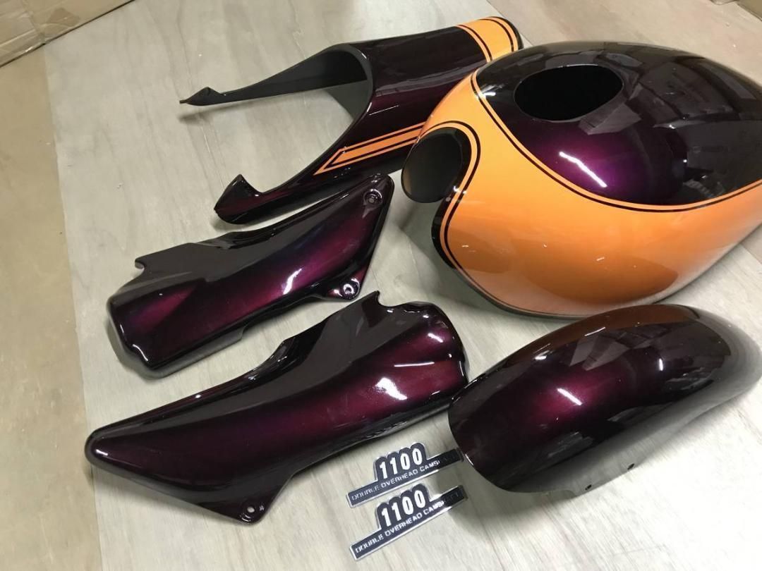 ゼファー1100 外装カバー 茶 火の玉 エンブレム/ 塗装済み セット