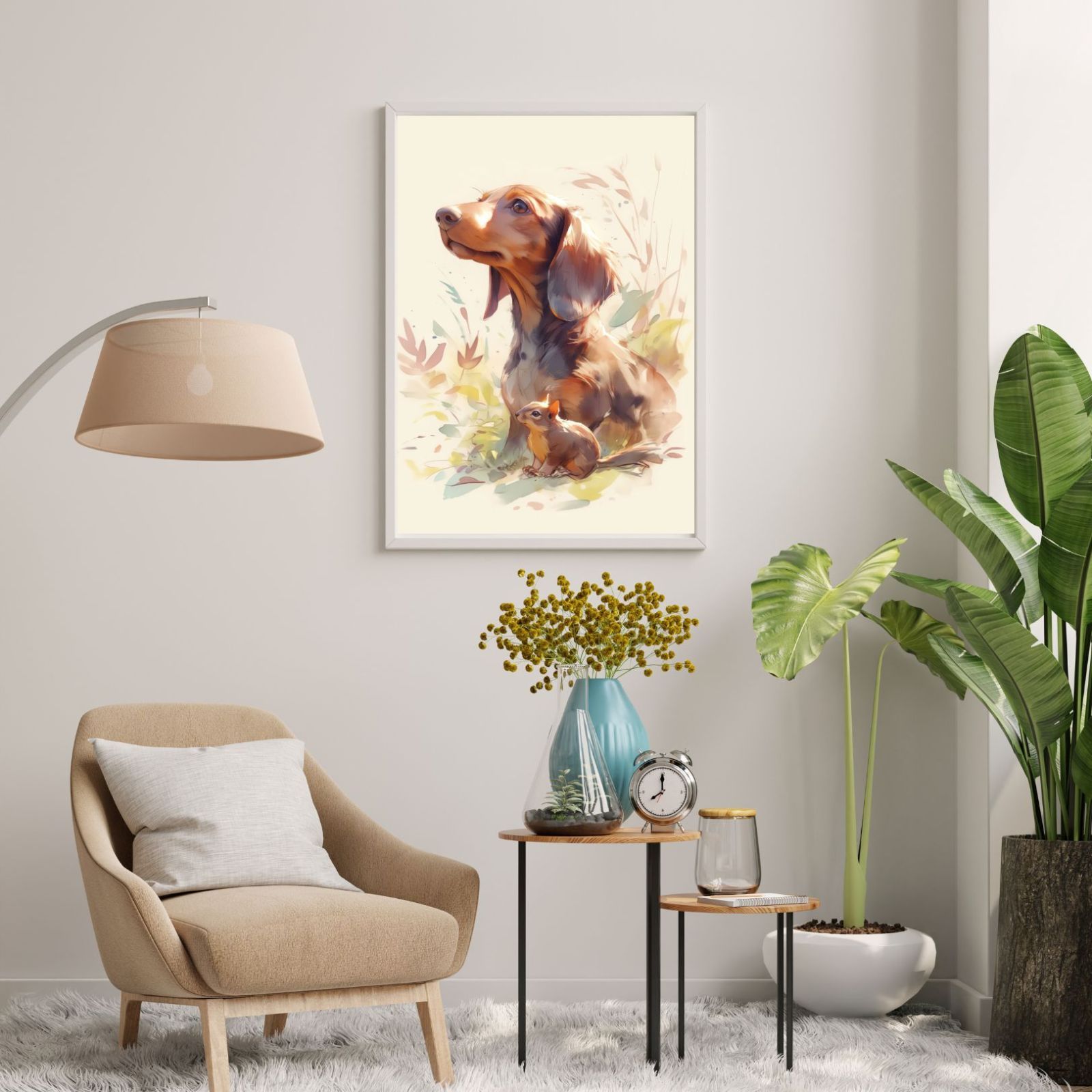 栗鼠犬戯舞 - ダックスフンド犬の子犬 No.3】ジークレー版画＊名入れOK