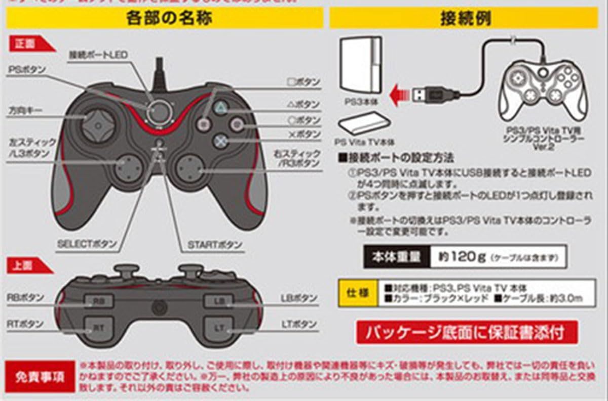 メモリーカードなし　VITA TV 海外版　PS3コントローラー　シレン5＋ Amazon | PS3/PS Vita TV用シンプルコントローラー