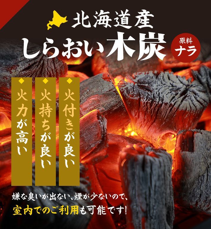 BBQ用 木炭 しらおい木炭 3kg（バラ炭） 大西林業 北海道白老産 黒炭