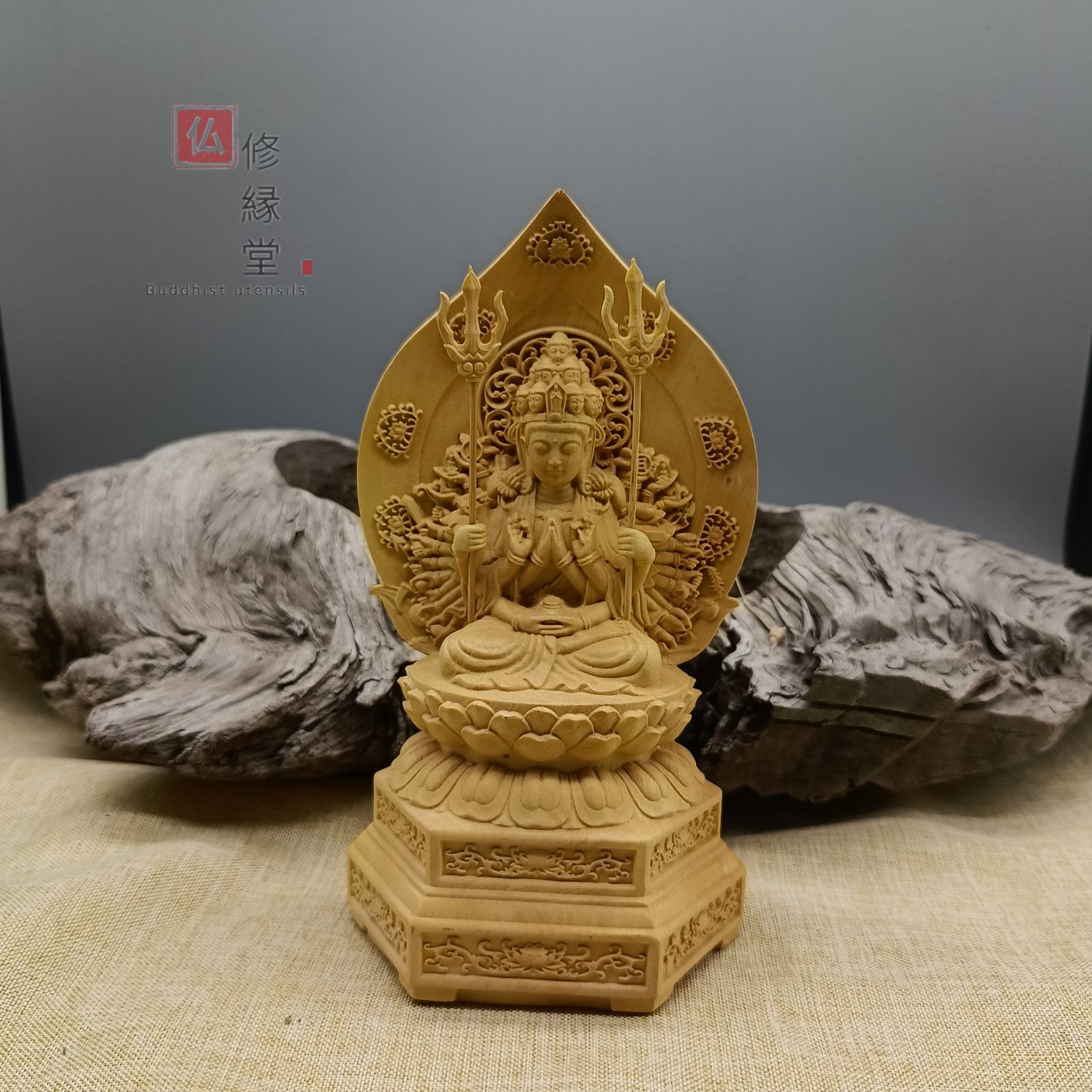 珍品 千手観音 木彫り 仏像 千手観音菩薩 観音菩薩 立像 彫刻 一刀彫