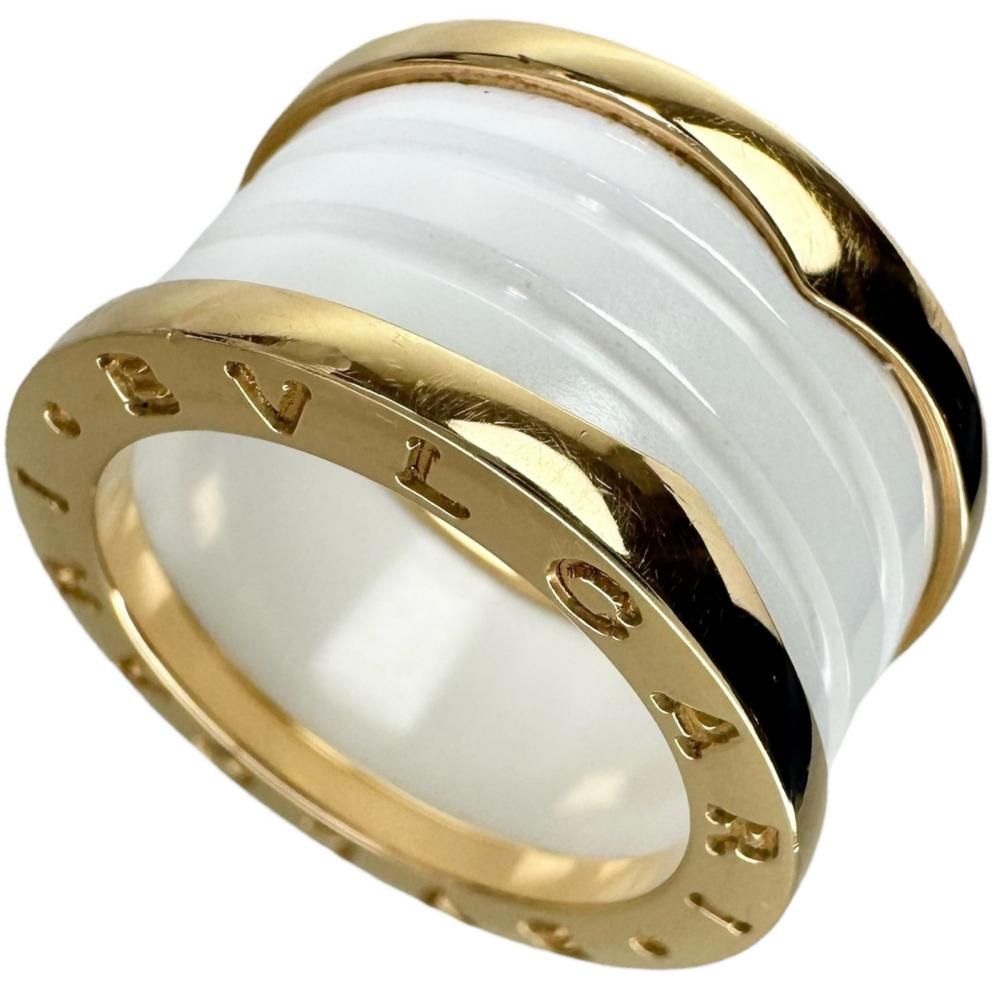 11号 BVLGARI|ブルガリ セラミック 4バンド リング 指輪 BVLGARI B-ZERO1 K18PGピンクゴールド 18金 |ホワイトセラミック 9.7g 51 レディース 真子質店 GD