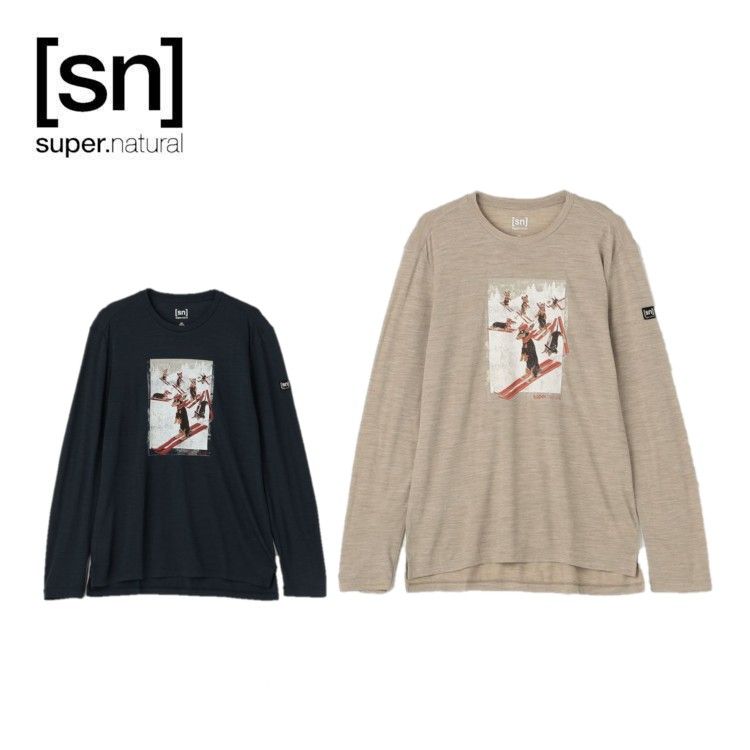 25秋冬 エスエヌ スーパーナチュラル sn super.natural メンズ ダックスフンド パーティー ロングスリーブ snmp02075 トップス ロンT メリノウール ヨガ ピラティス フィットネス