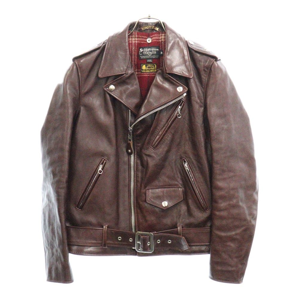 schott ショット レザージャケット 裏地チェック 牛革 Sサイズ schott ショット レザージャケット 裏地チェック 牛革 Sサイズ