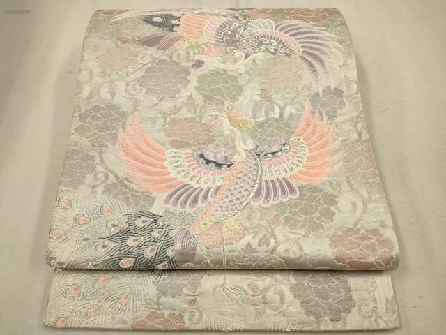 平和屋着物◎六通柄袋帯 唐織 鳳凰花文 金銀糸 正絹 逸品