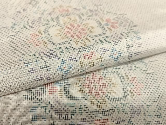 平和屋着物○本場大島紬 白大島 9マルキ 花丸文 正絹 逸品 AAAU8017zg