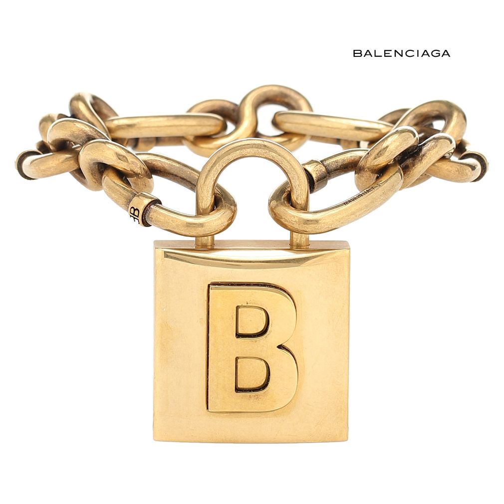 新品バレンシアガBALENCIAGAロックチェーンブレスレット ゴールド#S#M 新品バレンシアガBALENCIAGAロックチェーンブレスレット ゴールド#S#M