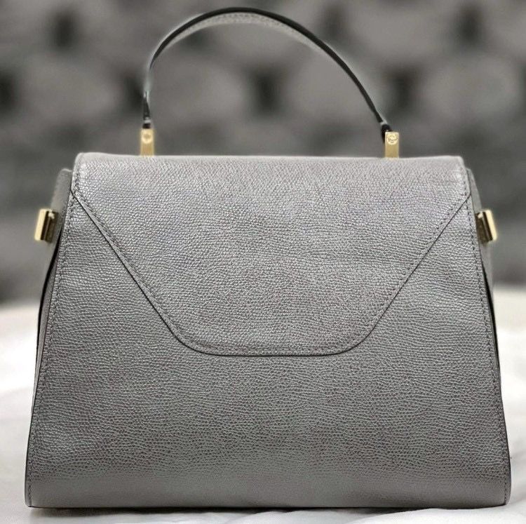 ヴァレクストラ イジィデ ミディアム レザー 2way ハンドバッグ グレー