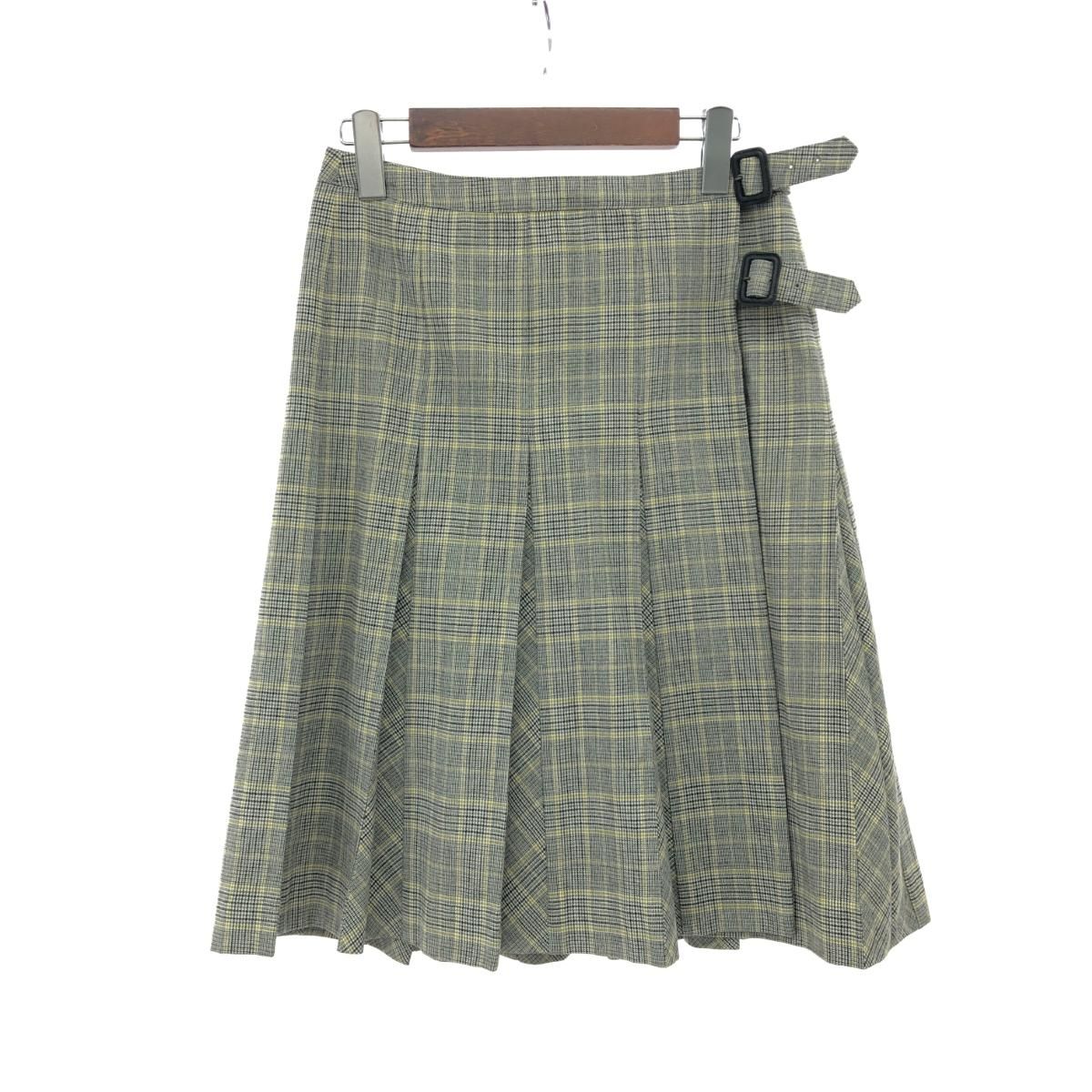 BURBERRY LONDON バーバリーロンドン ラップスカート サイズ:38 チェック柄    グレー/イエロー レディース / 240001159120