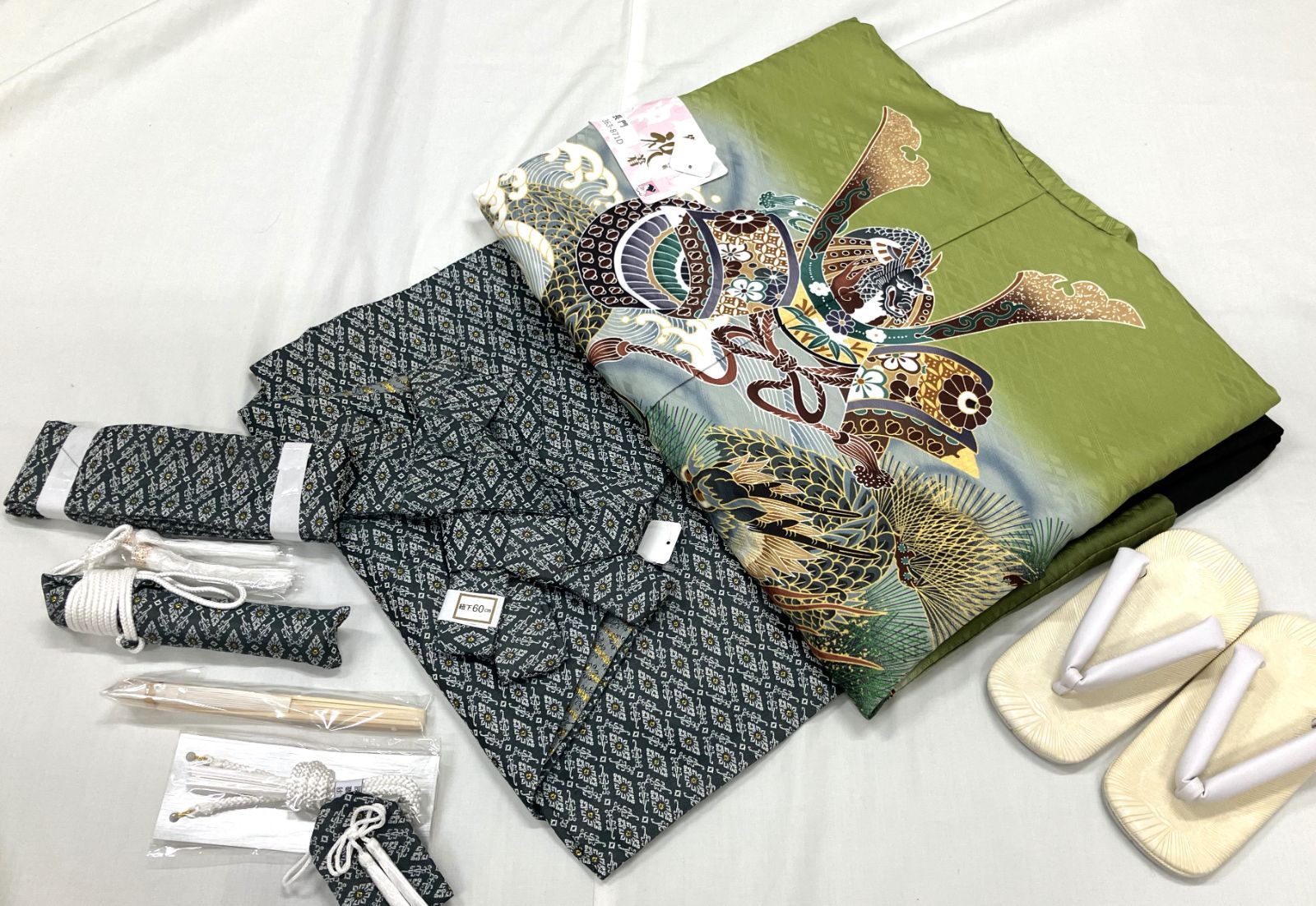 七五三 3歳用セット❗️ベルベット被布 和風テディベアバッグ リボン