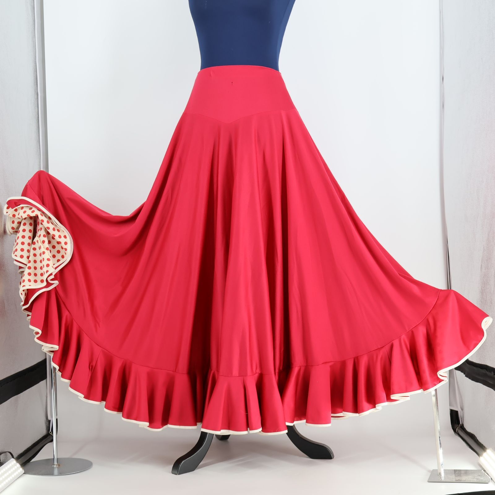 フラメンコ衣装 ピンク tienda de flamenco ティエンダデフラメンコ ファルダ スカート パープル 水玉 ドット ボランテ かわいい きれいめ レディース ロング ダンス ダンスウェア エレガント シンプル 無地 シック 大人っぽい