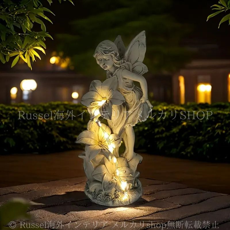 ガーデンライト 妖精 女の子 ソーラー 樹脂 光センサー付き ヴィンテージ調 ロマンティック ファンタジック かわいい ガーデニング 雑貨 ガーデン雑貨 ガーデンインテリア ガーデン インテリア 庭の装飾 お洒落 おしゃれ 4-7