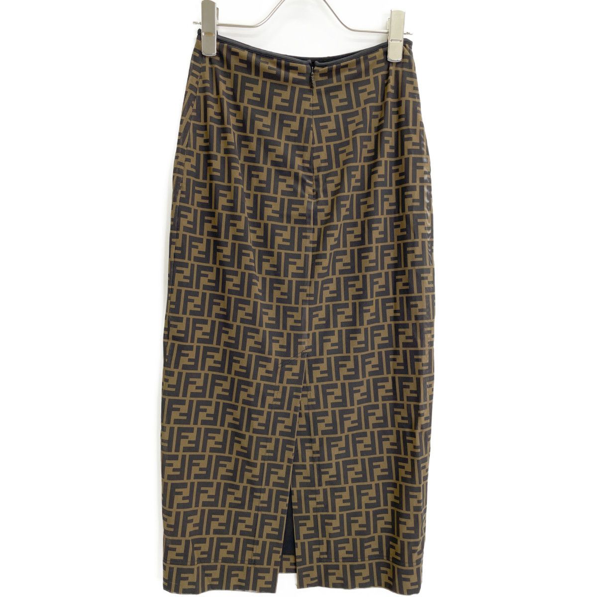 関税込！【FENDI】ブラウンFFツイル スカート FENDI Skirt FFバックル ミニバゲットバッグ付 ミニスカート